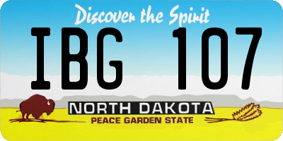 ND license plate IBG107