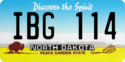 ND license plate IBG114