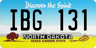 ND license plate IBG131