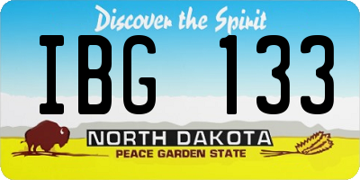ND license plate IBG133