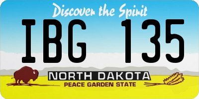 ND license plate IBG135