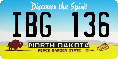 ND license plate IBG136