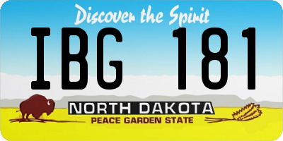 ND license plate IBG181
