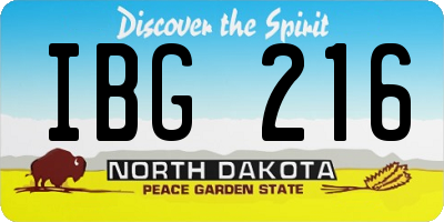 ND license plate IBG216