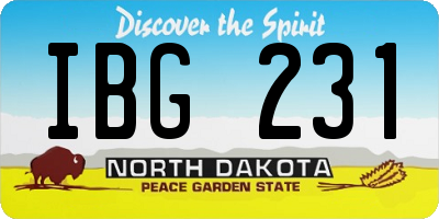 ND license plate IBG231