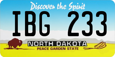 ND license plate IBG233