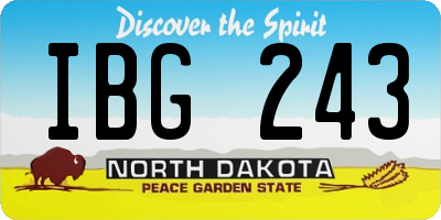 ND license plate IBG243