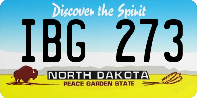 ND license plate IBG273