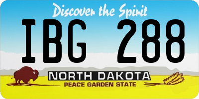 ND license plate IBG288