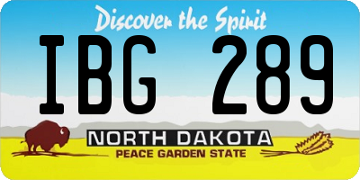 ND license plate IBG289