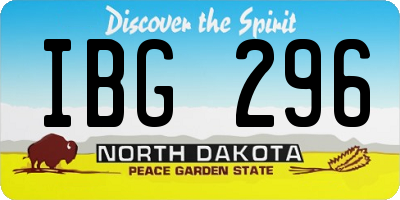 ND license plate IBG296
