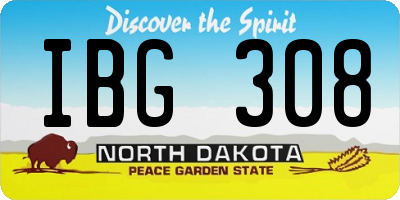 ND license plate IBG308