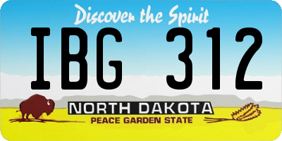 ND license plate IBG312