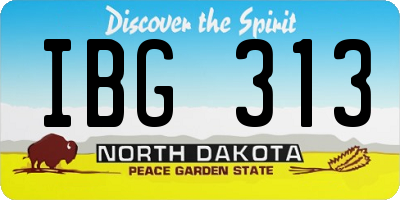 ND license plate IBG313