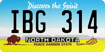 ND license plate IBG314