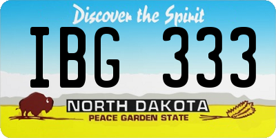 ND license plate IBG333