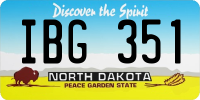 ND license plate IBG351