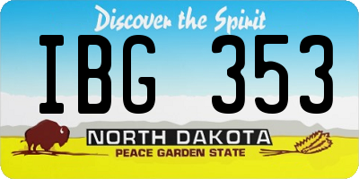 ND license plate IBG353