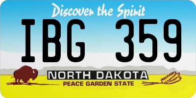 ND license plate IBG359
