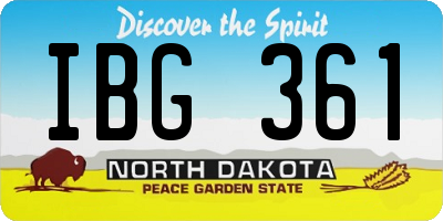ND license plate IBG361