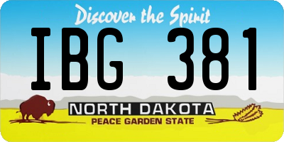 ND license plate IBG381