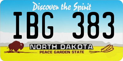 ND license plate IBG383