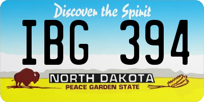 ND license plate IBG394
