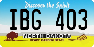 ND license plate IBG403
