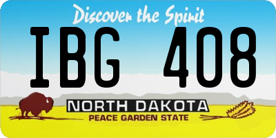 ND license plate IBG408