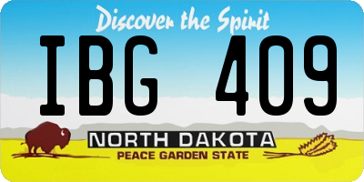 ND license plate IBG409