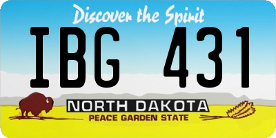 ND license plate IBG431