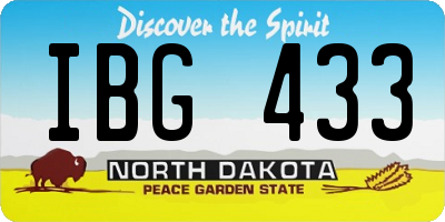ND license plate IBG433