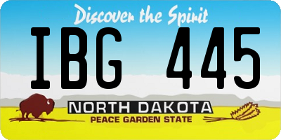 ND license plate IBG445