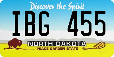 ND license plate IBG455