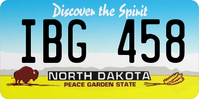 ND license plate IBG458