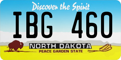 ND license plate IBG460