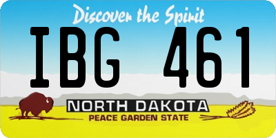ND license plate IBG461