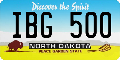 ND license plate IBG500