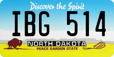 ND license plate IBG514
