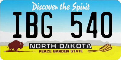 ND license plate IBG540