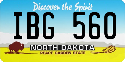 ND license plate IBG560