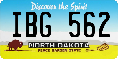 ND license plate IBG562