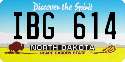 ND license plate IBG614