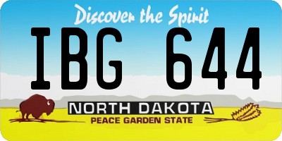 ND license plate IBG644