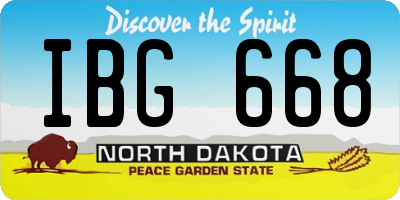 ND license plate IBG668