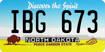ND license plate IBG673