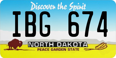 ND license plate IBG674