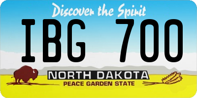 ND license plate IBG700