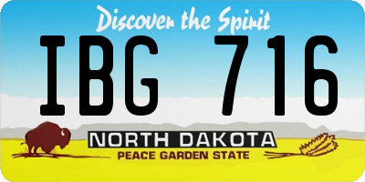 ND license plate IBG716