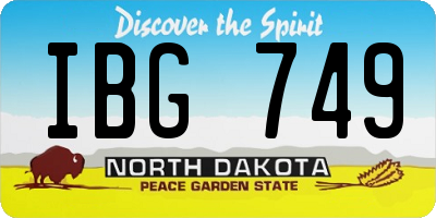ND license plate IBG749